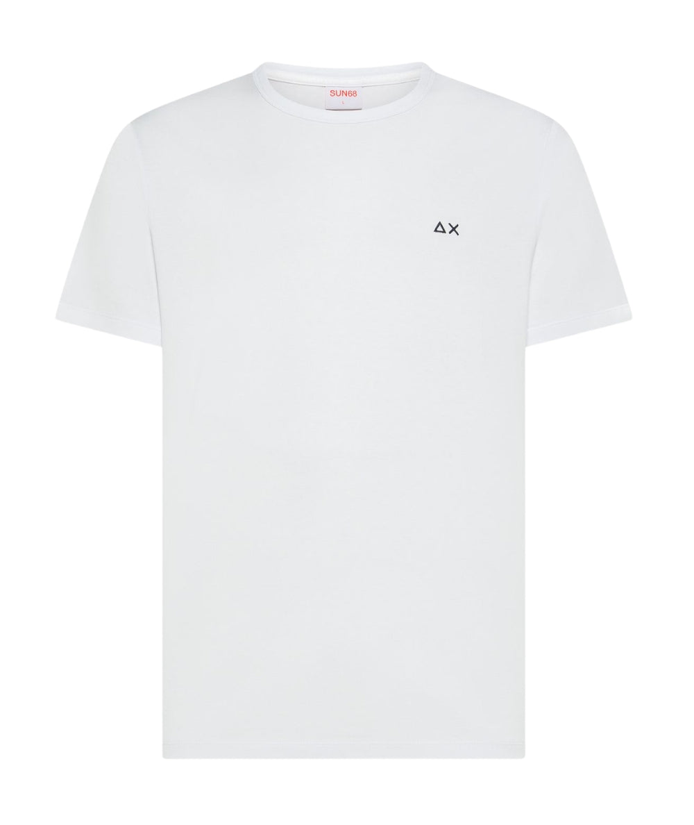 Sun68 T-shirt Con Girocollo in Jersey di Cotone T36127 Bianco
