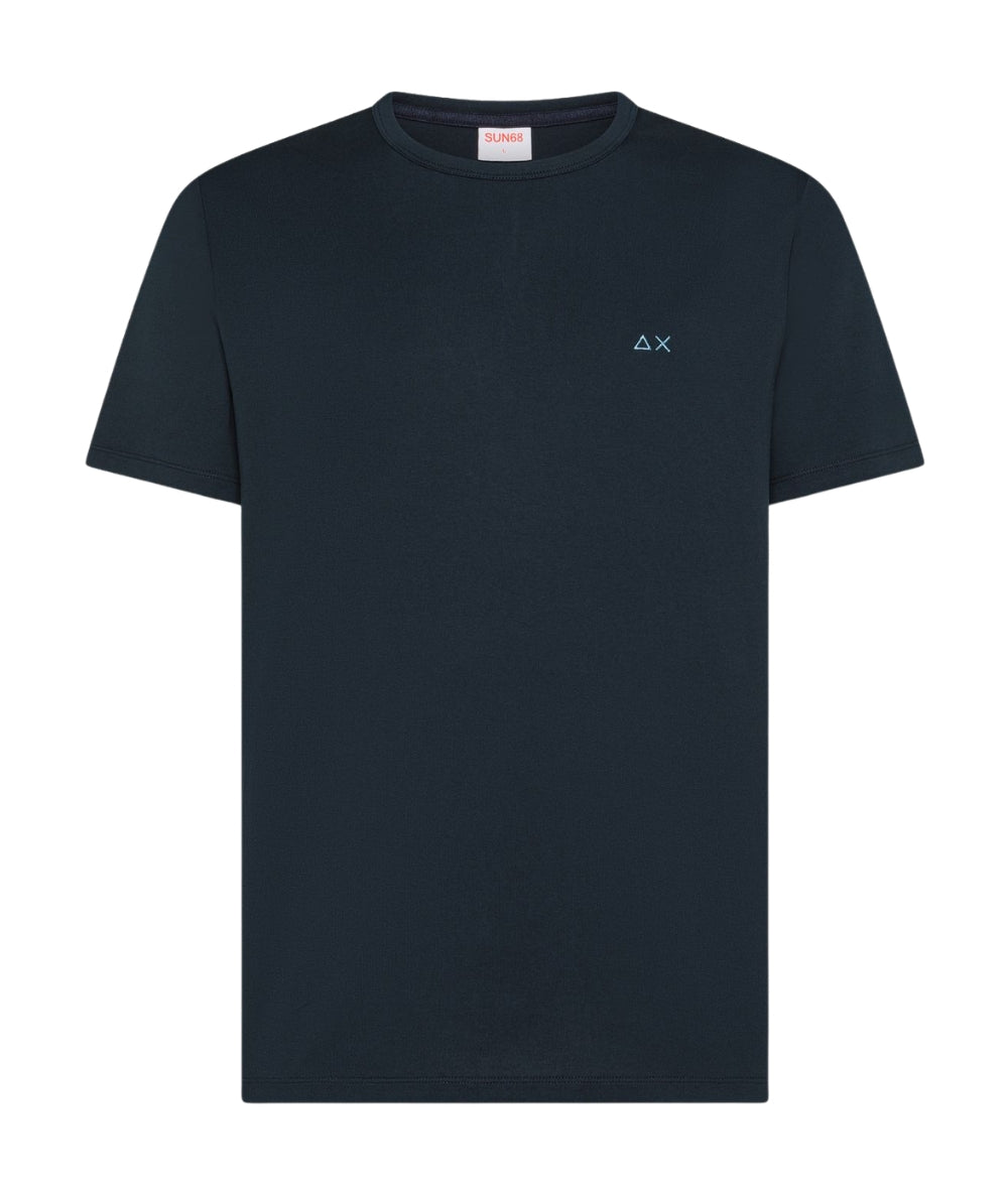 Sun68 T-shirt Con Girocollo in Jersey di Cotone T36127 Blu Navy