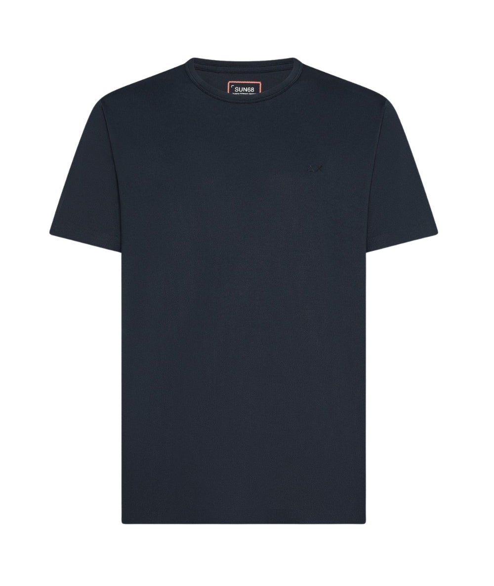 Sun68 T-shirt Girocollo in Piquet Tecnico Stretch T36135 Blu Navy