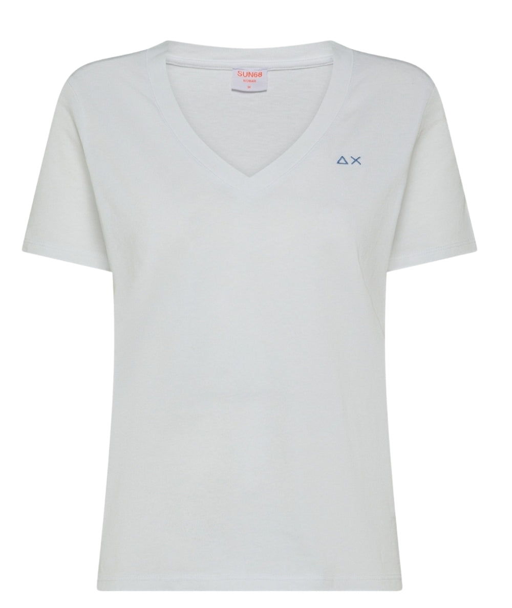 Sun68 T-shirt Scollo a V T35202 Bianco