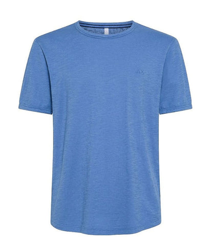 Sun68 T-shirt Stondata in Cotone Fiammato T35118 Azzurro Avio
