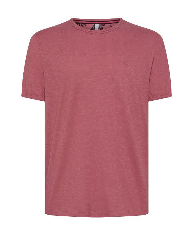 Sun68 T-shirt Stondata in Cotone Fiammato T35118 Rosa Scuro