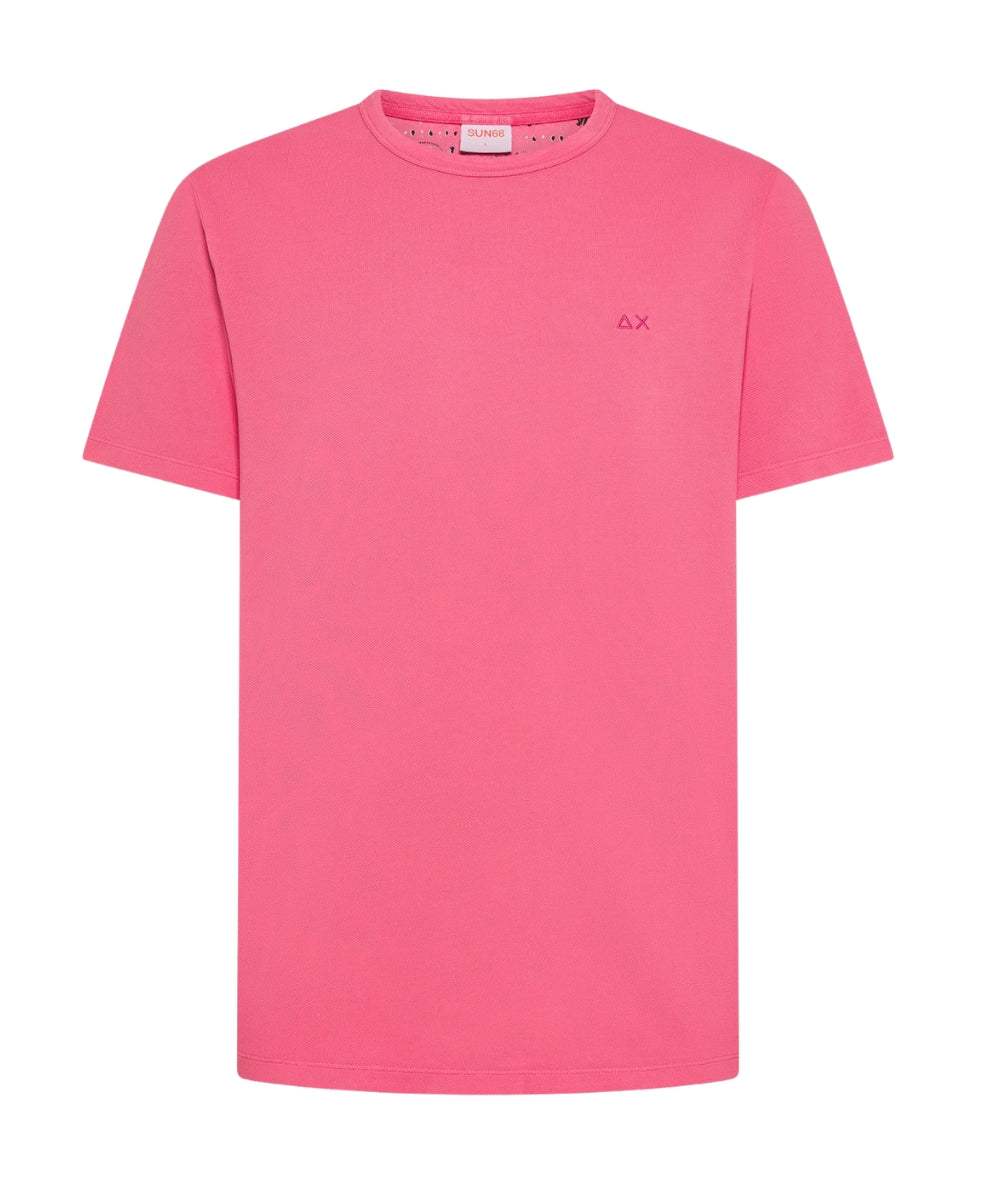 Sun68 T-shirt in Cotone Piquet Con Dettaglio Interno Paisley T36123 Fucsia