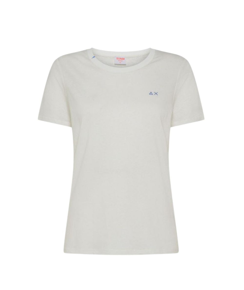 Sun68 T-shirt in Misto Lino e Cotone T35227 Bianco Panna