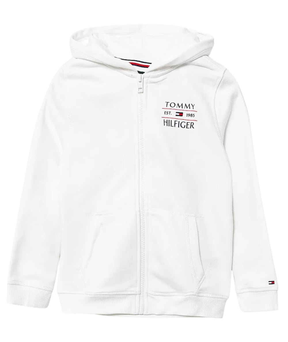 TOMMY HILFIGER Felpa con Cappuccio e Zip KB0KB09568 Bianco