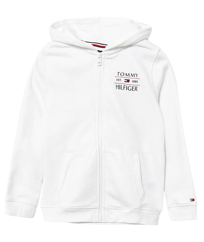 TOMMY HILFIGER Felpa con Cappuccio e Zip KB0KB09568 Bianco