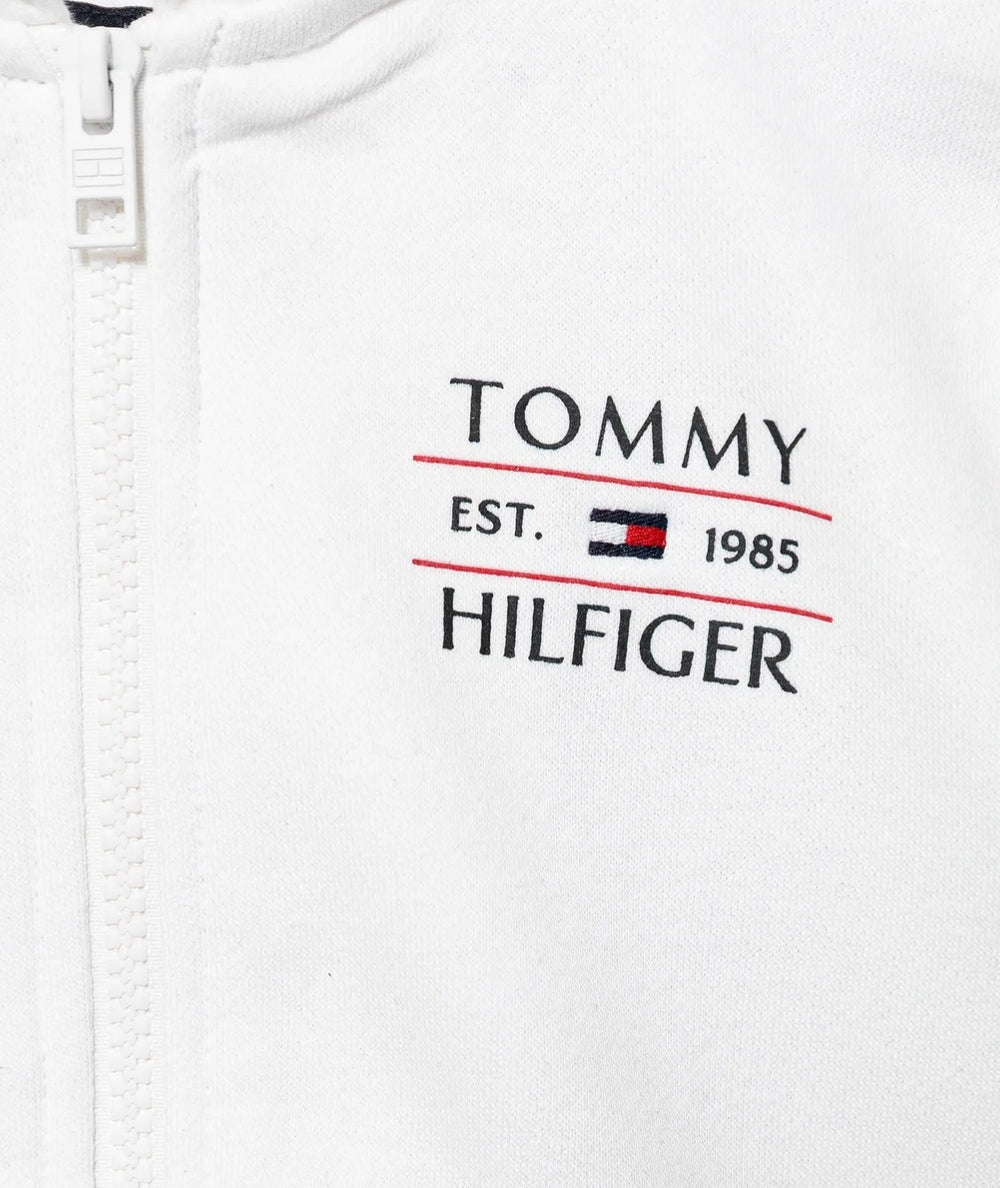 TOMMY HILFIGER Felpa con Cappuccio e Zip KB0KB09568 Bianco