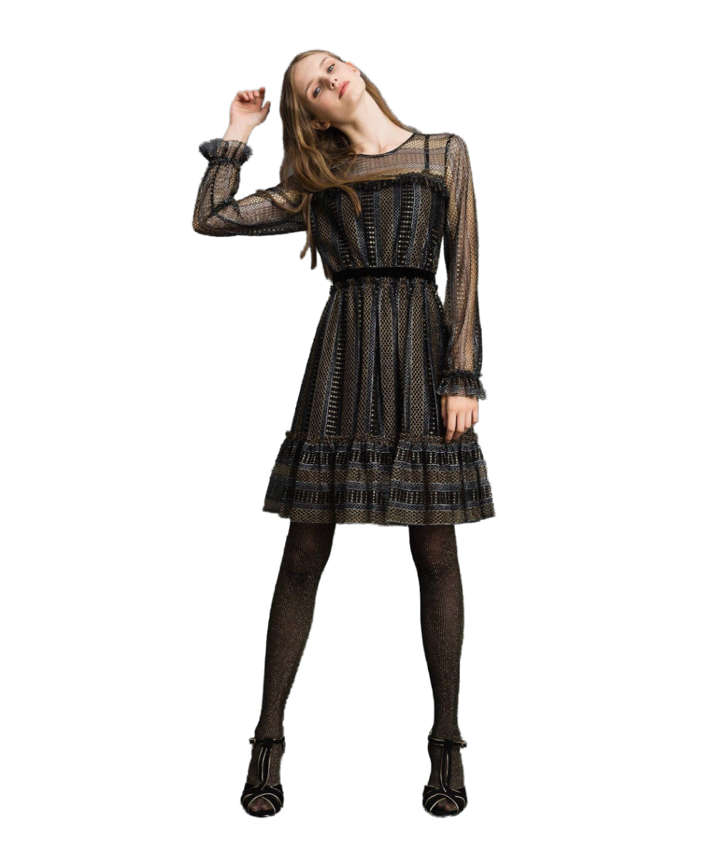 TWINSET ABITO CORTO IN PIZZO LUREX 192TT2363