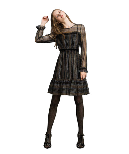 TWINSET ABITO CORTO IN PIZZO LUREX 192TT2363