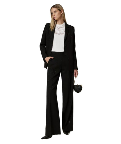TWINSET Palazzo Pants with Sequins 242TT2161 Black