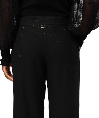 TWINSET Palazzo Pants with Sequins 242TT2161 Black