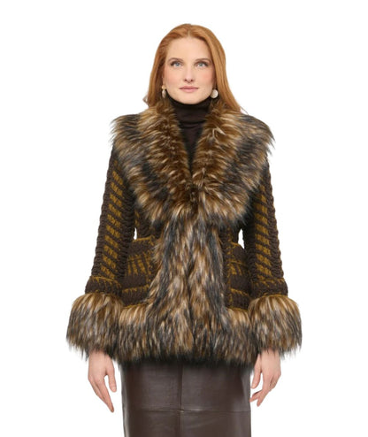 The Extreme Collection Cappotto Corto Leonore Jacquard 2719 Marrone 