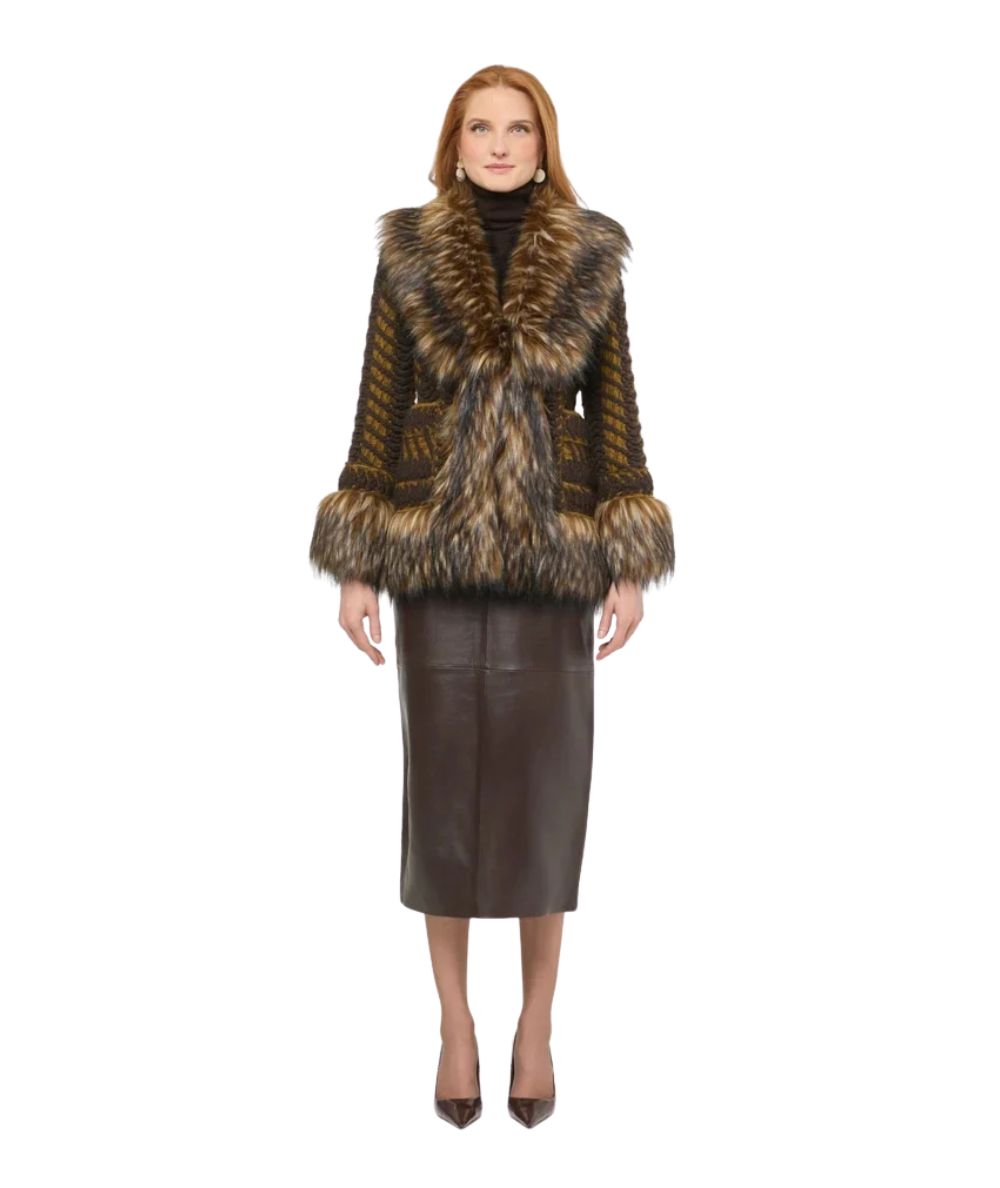 The Extreme Collection Cappotto Corto Leonore Jacquard 2719 Marrone 