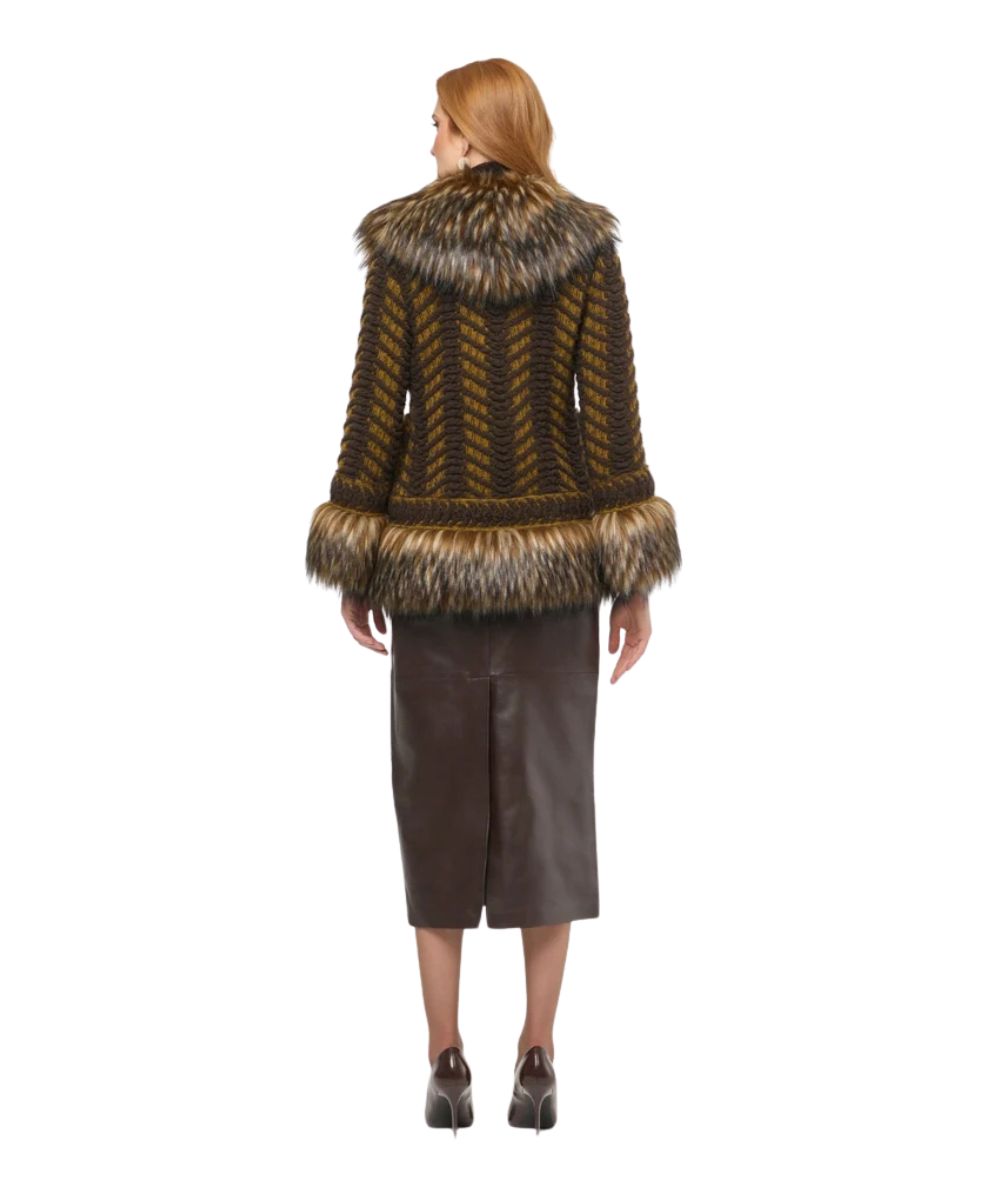 The Extreme Collection Cappotto Corto Leonore Jacquard 2719 Marrone 