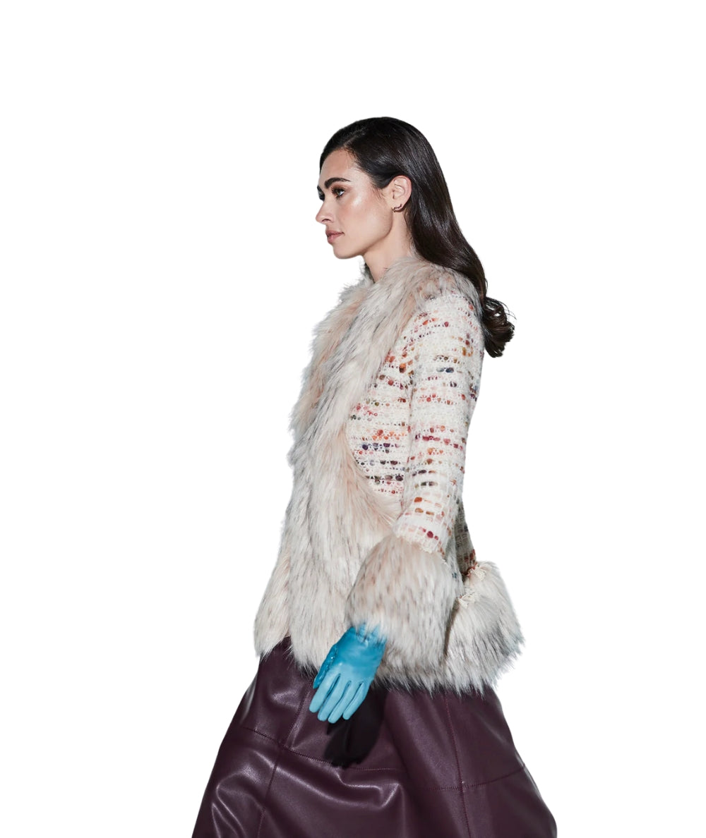 The Extreme Collection Cappotto Corto con Dettaglio Pelliccia 2513 Avorio