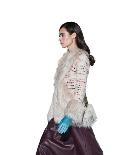 The Extreme Collection Cappotto Corto con Dettaglio Pelliccia 2513 Avorio