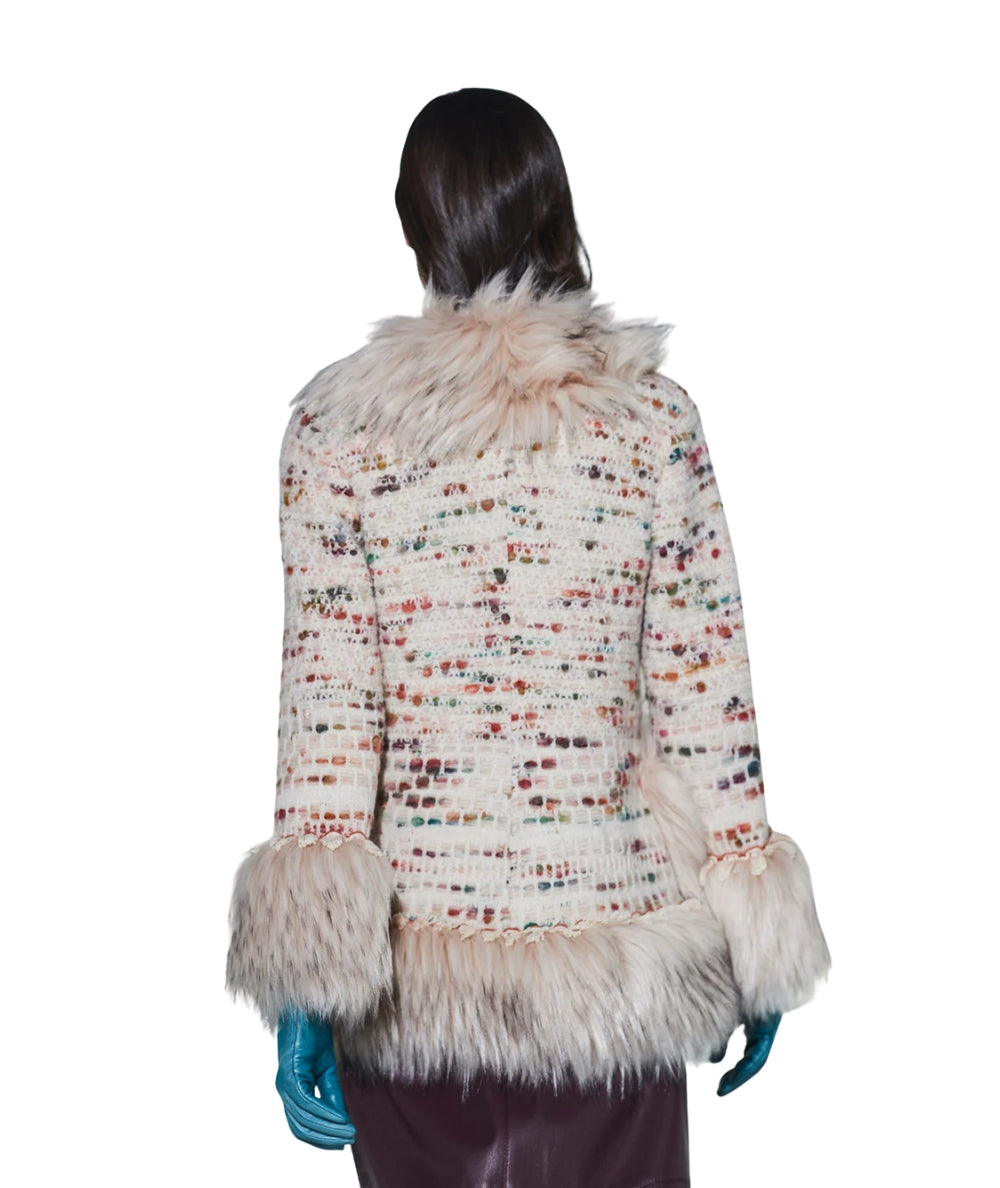 The Extreme Collection Cappotto Corto con Dettaglio Pelliccia 2513 Avorio