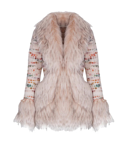 The Extreme Collection Cappotto Corto con Dettaglio Pelliccia 2513 Avorio