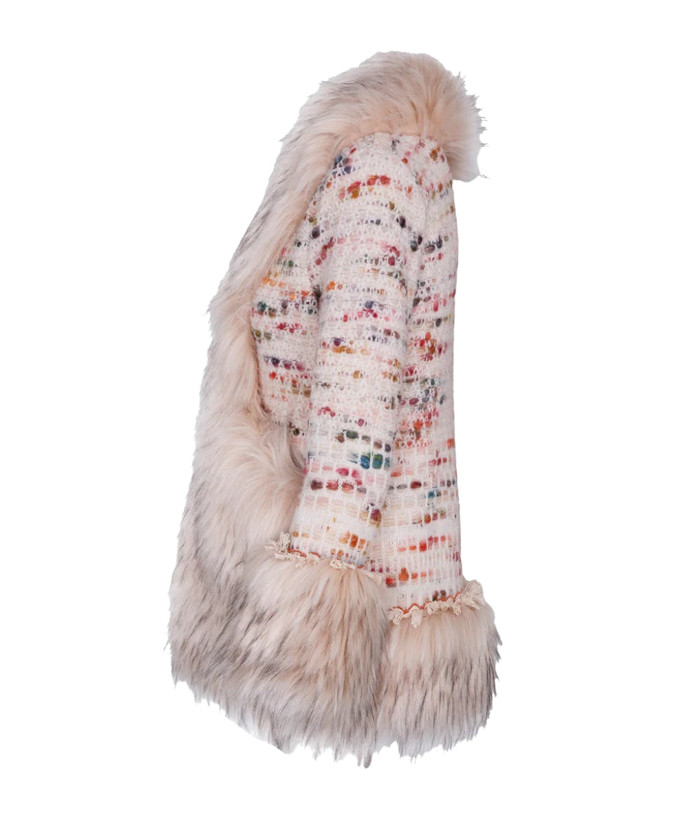 The Extreme Collection Cappotto Corto con Dettaglio Pelliccia 2513 Avorio