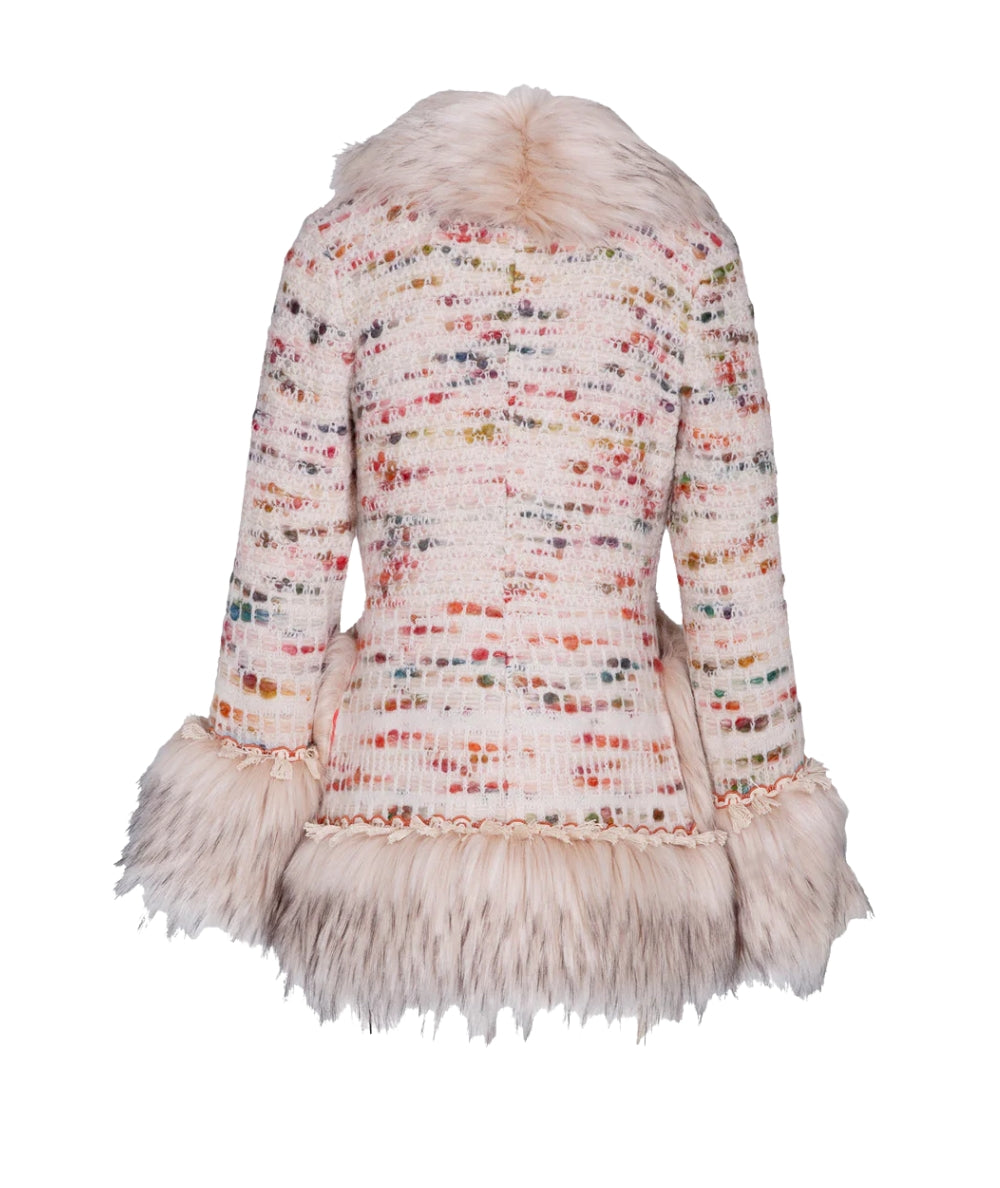 The Extreme Collection Cappotto Corto con Dettaglio Pelliccia 2513 Avorio