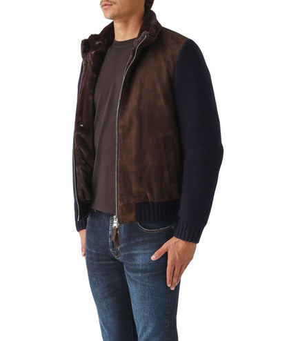 The Jack Leathers Giubbo con Interno Removibile Flavio Knit Marrone Blu