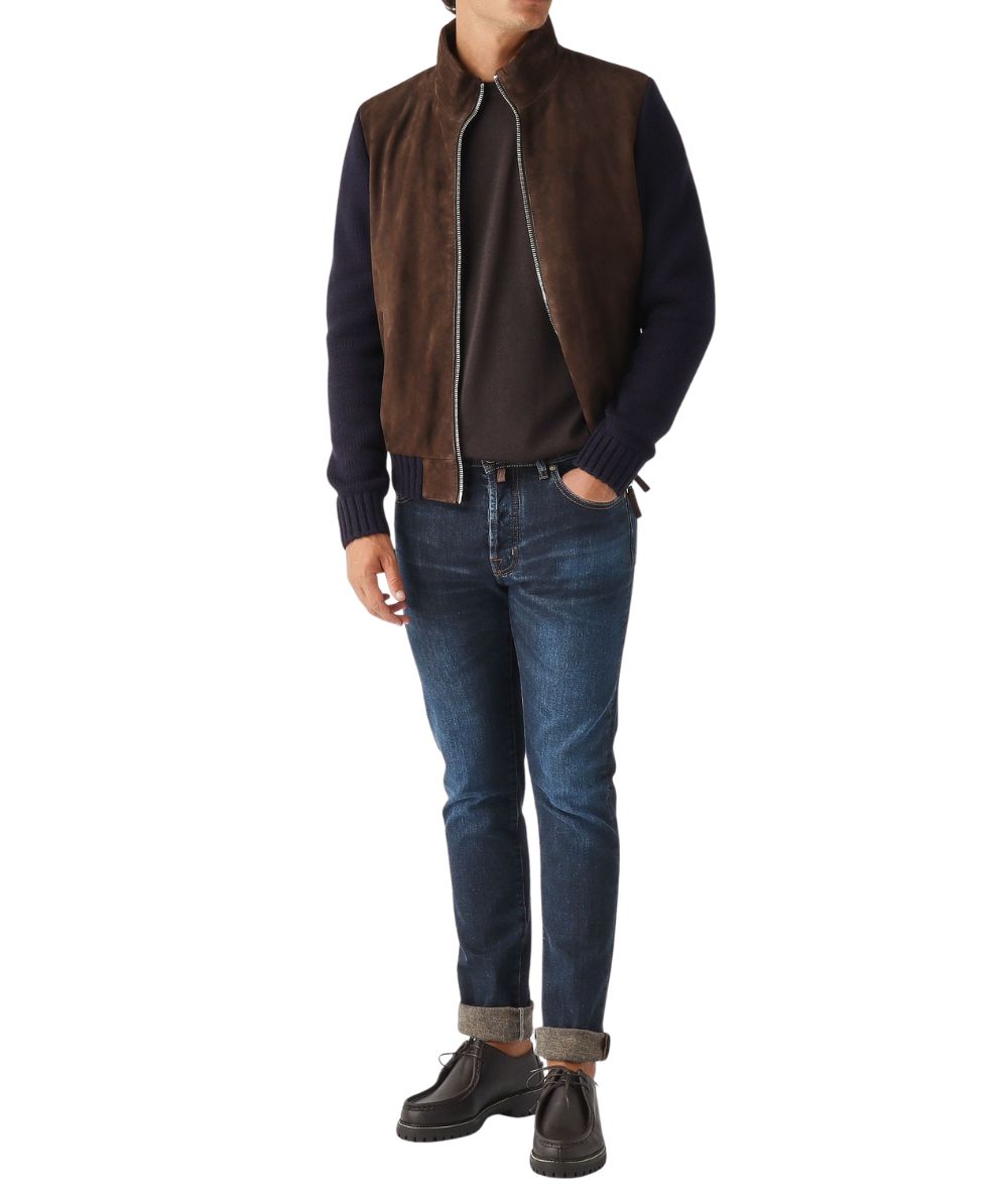 The Jack Leathers Giubbo con Interno Removibile Flavio Knit Marrone Blu