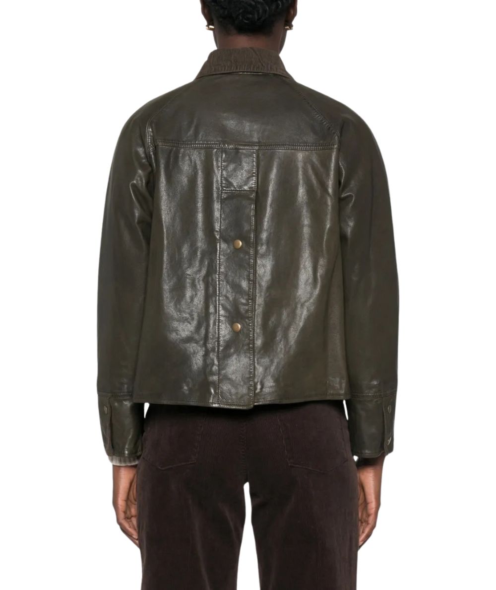 The Jacket Leather Giacca in Pelle con Int. Scozzese Glamis Verde