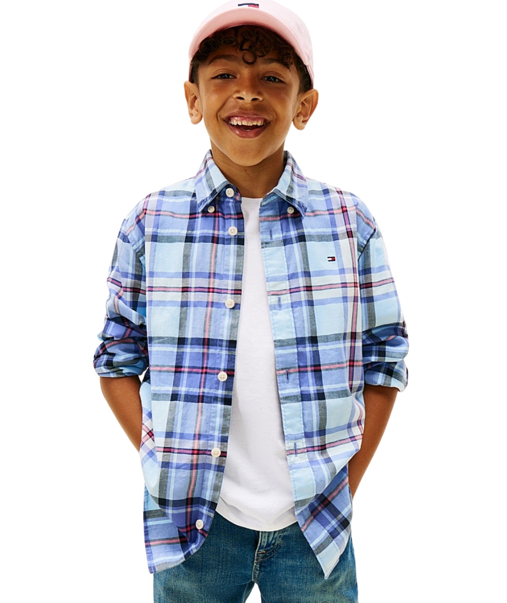 Tommy Hilfiger Camicia Stampa Check KB0KB10106 Azzurro