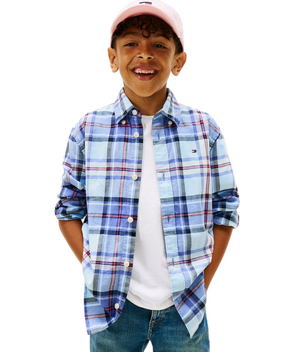 Tommy Hilfiger Camicia Stampa Check KB0KB10106 Azzurro