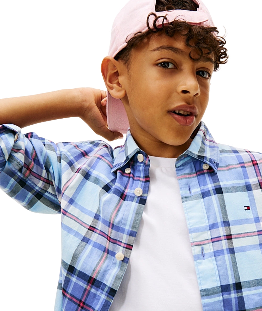 Tommy Hilfiger Camicia Stampa Check KB0KB10106 Azzurro