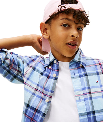 Tommy Hilfiger Camicia Stampa Check KB0KB10106 Azzurro