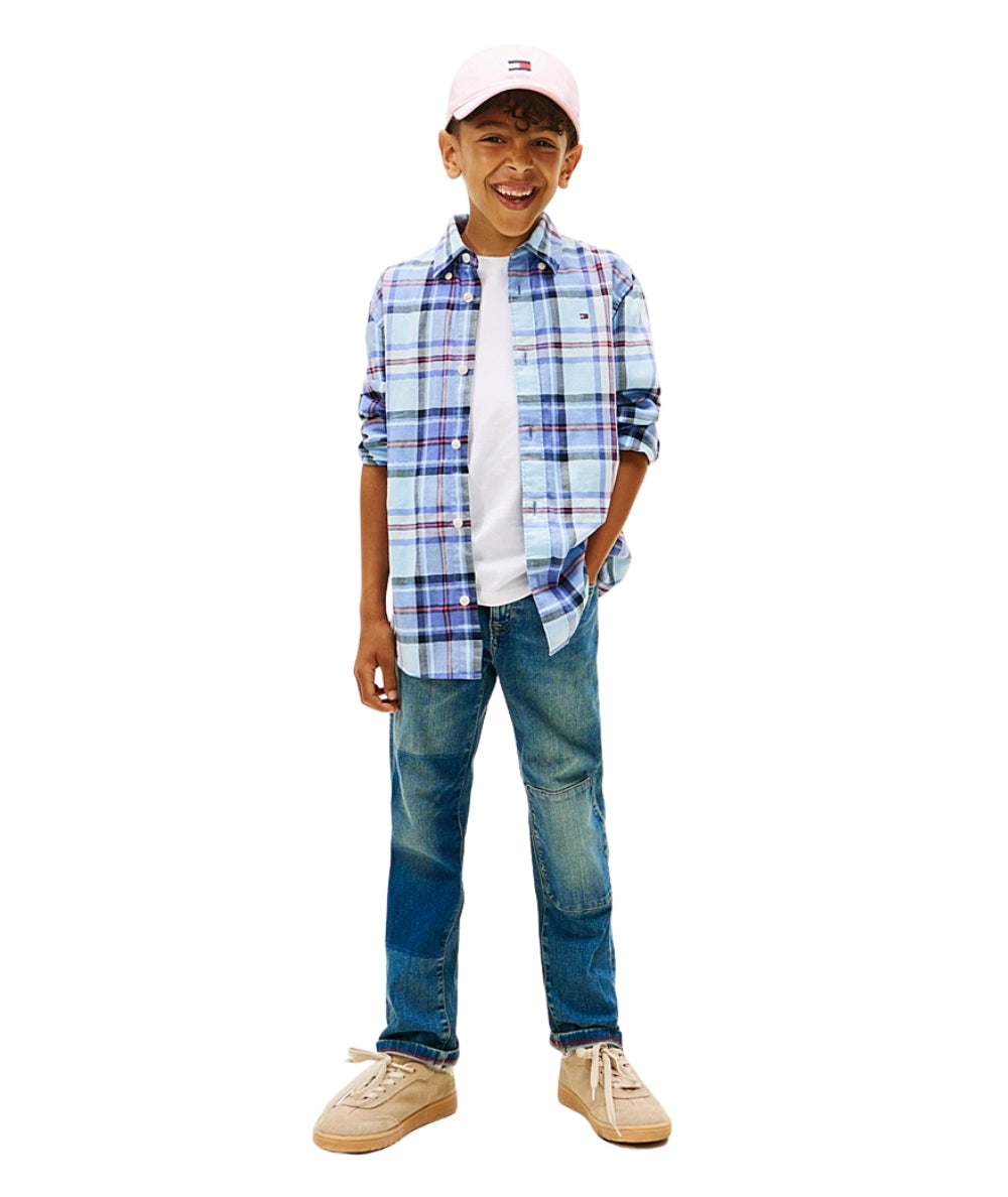 Tommy Hilfiger Camicia Stampa Check KB0KB10106 Azzurro