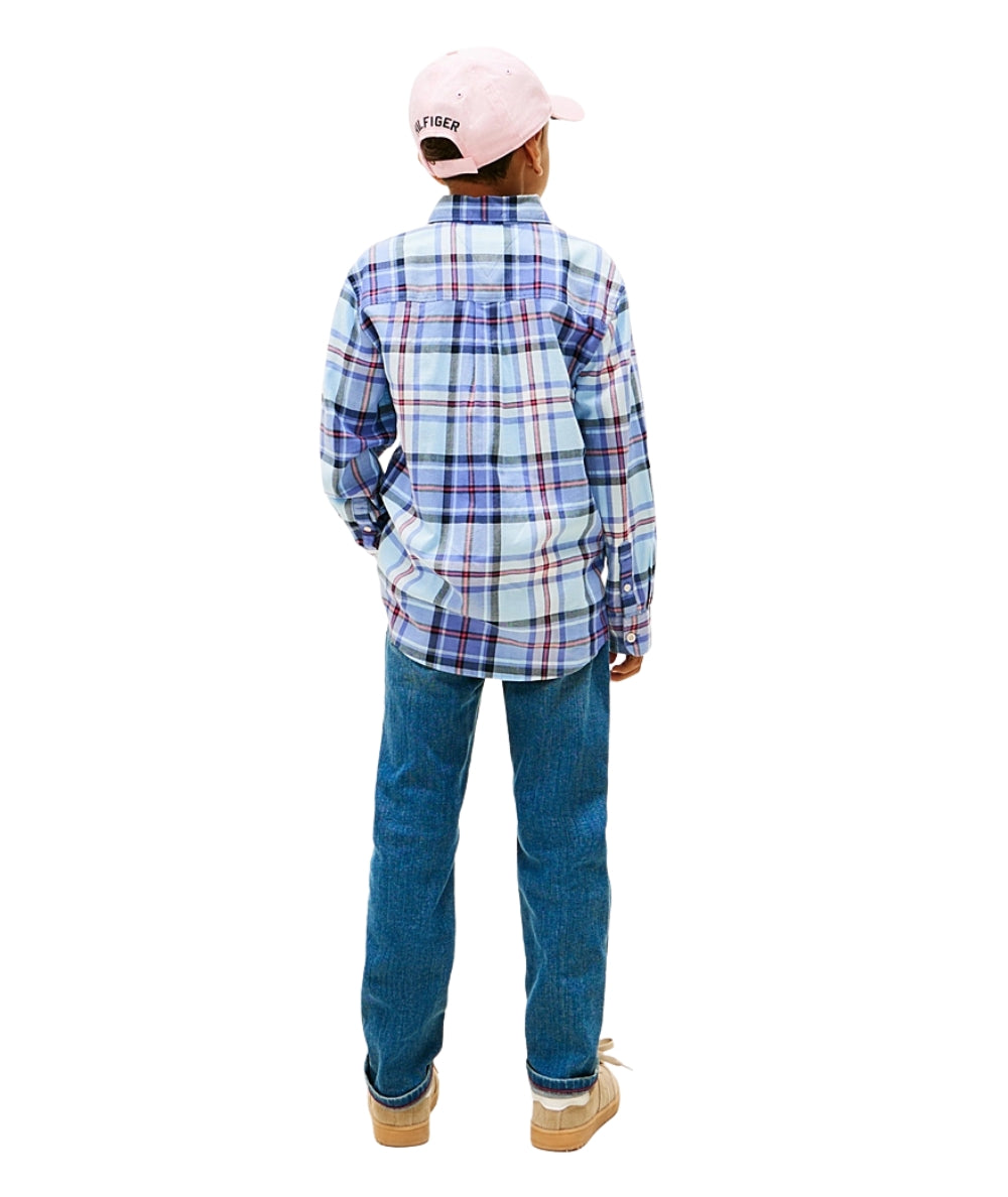 Tommy Hilfiger Camicia Stampa Check KB0KB10106 Azzurro