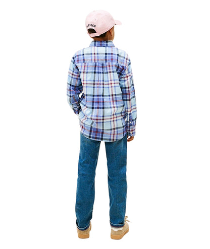 Tommy Hilfiger Camicia Stampa Check KB0KB10106 Azzurro