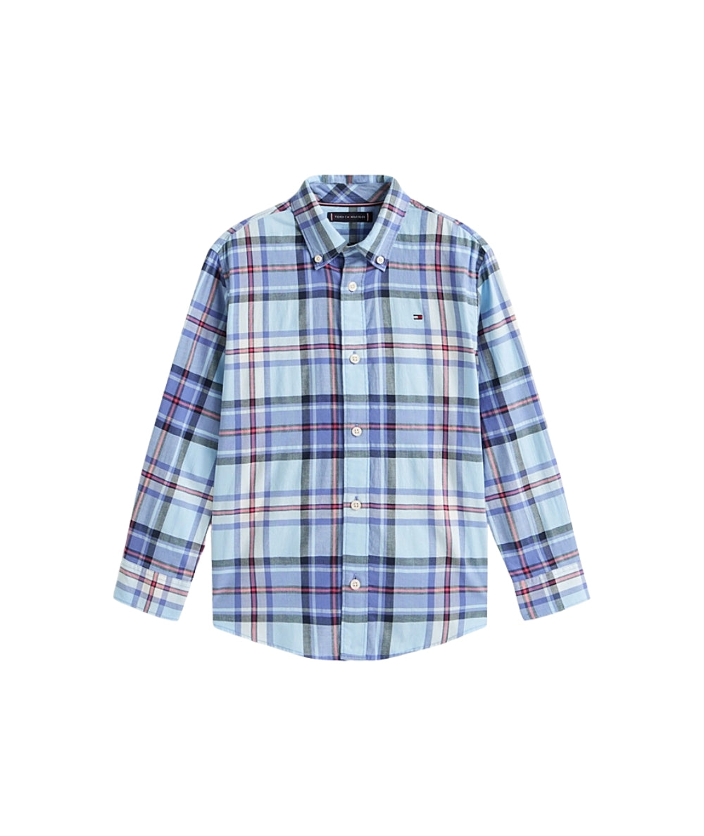 Tommy Hilfiger Camicia Stampa Check KB0KB10106 Azzurro