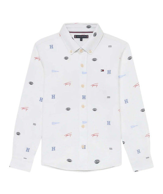 Tommy Hilfiger Camicia in Jersey con Loghi KB0KB10090 Bianco