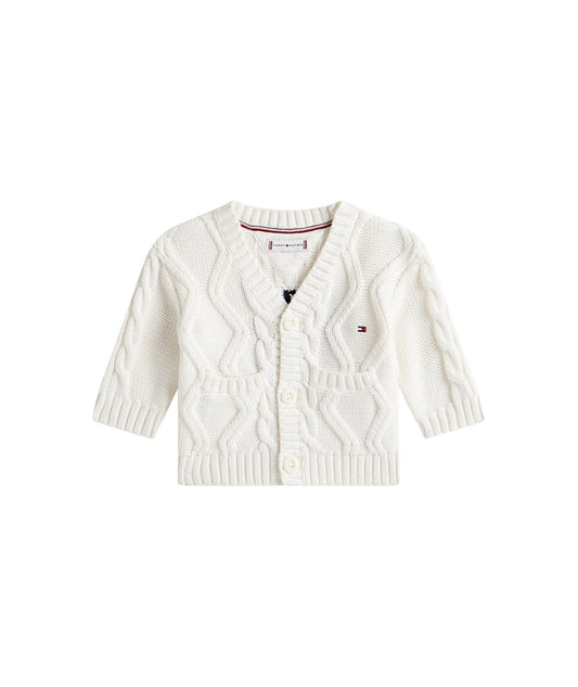 Tommy Hilfiger Cardigan a Trecce KN0KN02090 Bianco
