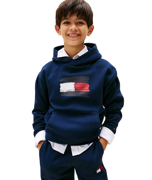 Tommy Hilfiger Felpa con Cappuccio KB0KB10112 Blu Notte