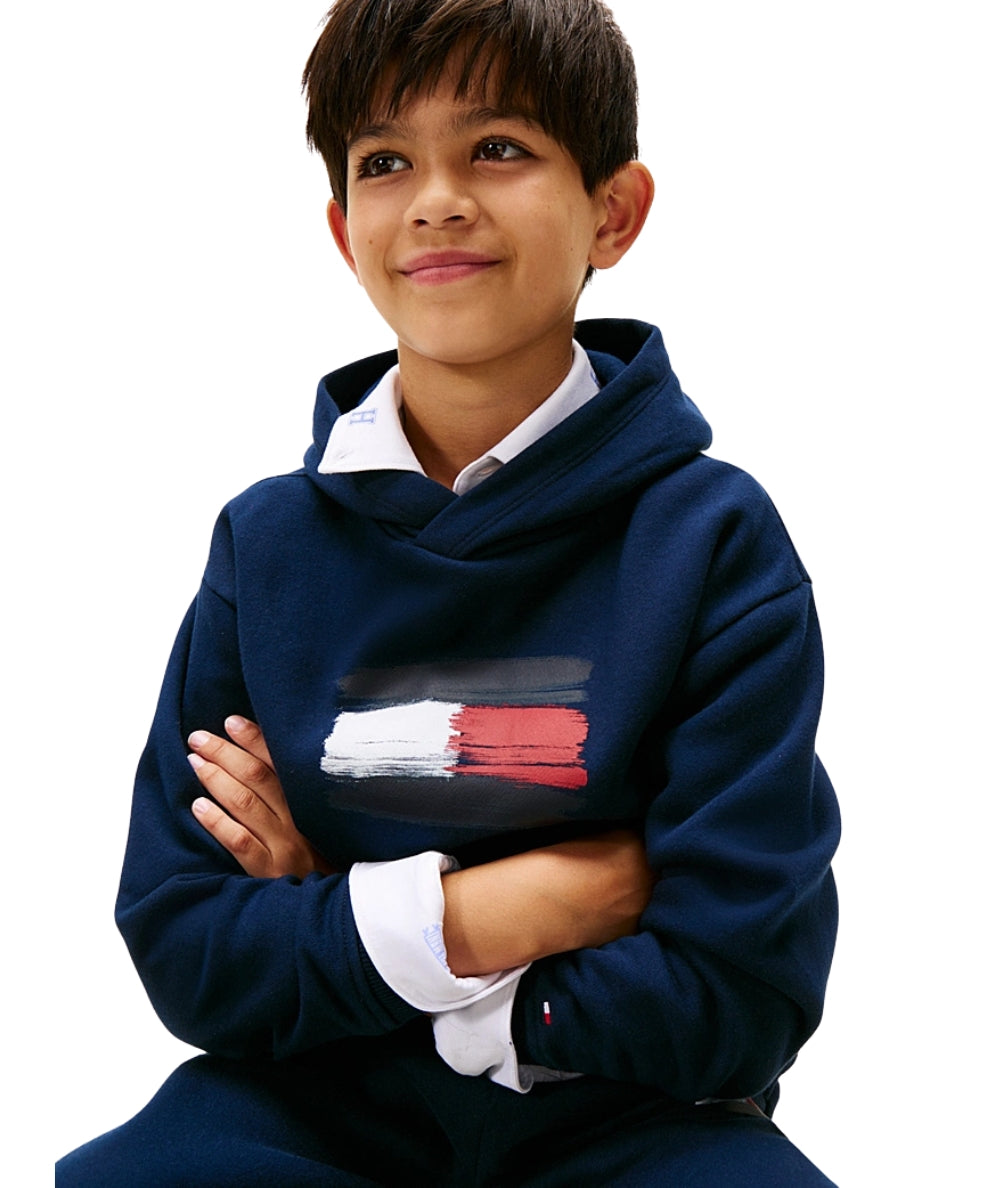 Tommy Hilfiger Felpa con Cappuccio KB0KB10112 Blu Notte