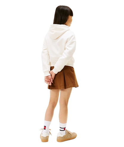 Tommy Hilfiger Felpa con Cappuccio e Logo in Strass KG0KG09016 Bianco