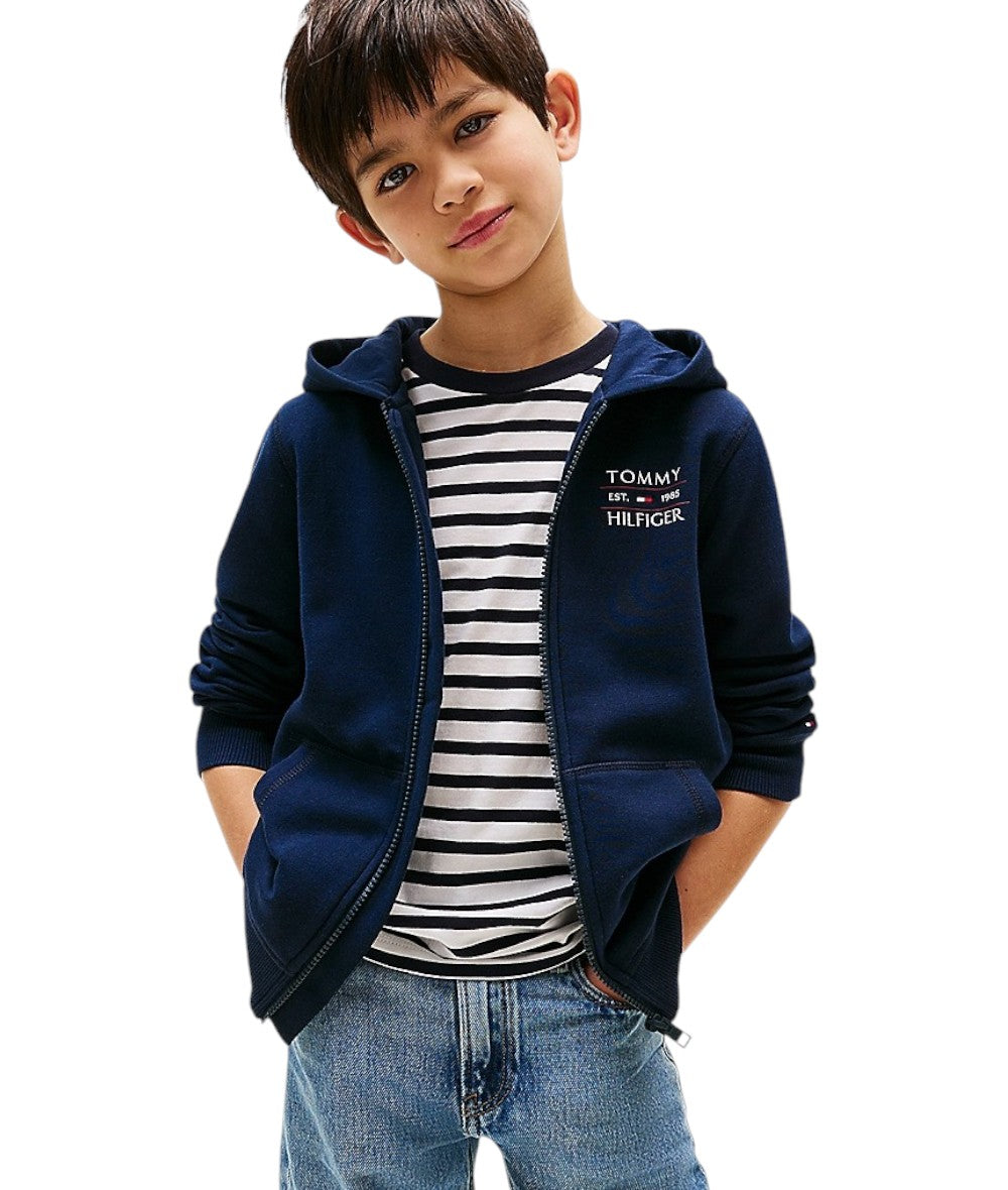 Tommy Hilfiger Felpa con Cappuccio e Zip KB0KB09568 Blu Scuro