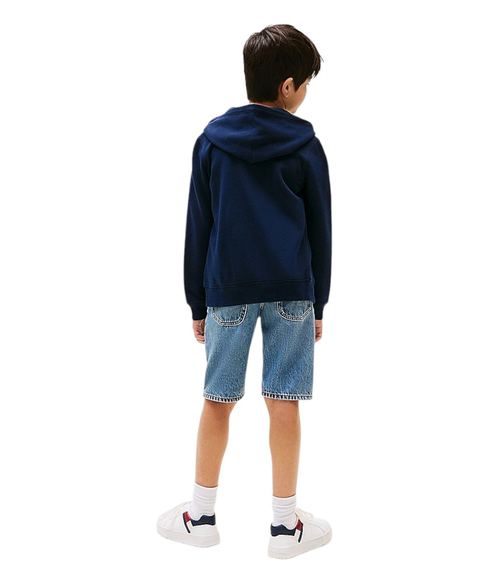 Tommy Hilfiger Felpa con Cappuccio e Zip KB0KB09568 Blu Scuro