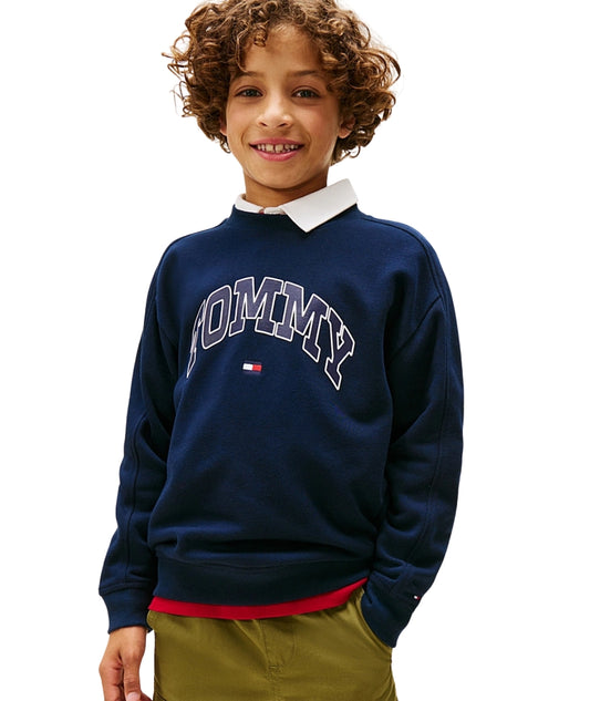 Tommy Hilfiger Felpa con Logo Stampato KB0KB09899 Blu Navy