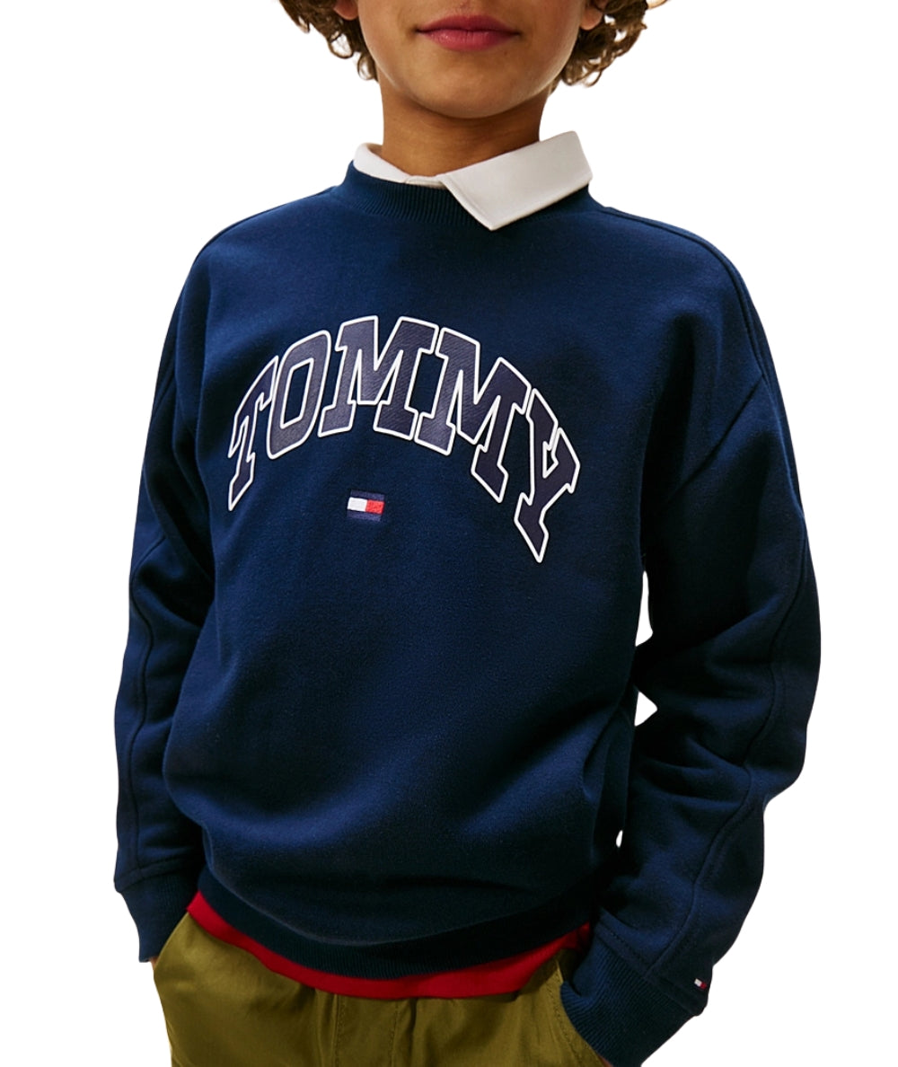 Tommy Hilfiger Felpa con Logo Stampato KB0KB09899 Blu Navy