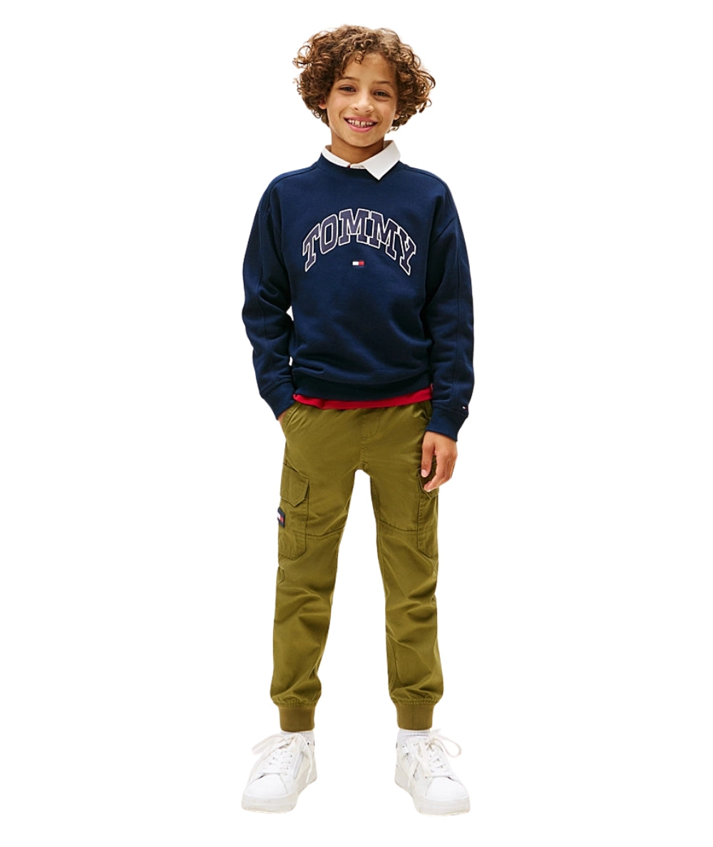 Tommy Hilfiger Felpa con Logo Stampato KB0KB09899 Blu Navy