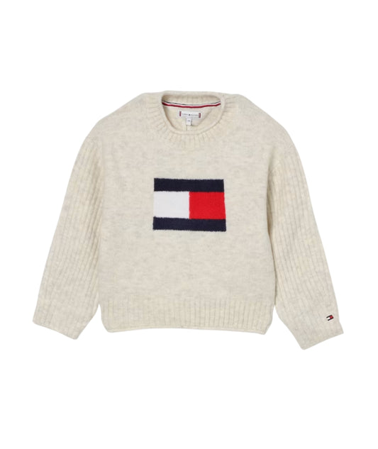 Tommy Hilfiger Maglione Girocollo KG0KG09335 Bianco