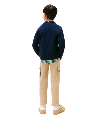 Tommy Hilfiger Maglione Girocollo con Logo Firma KB0KB09974 Blu Navy