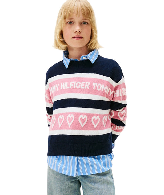 Tommy Hilfiger Maglione Motivo a Intarsio KG0KG08837 Blu Notte