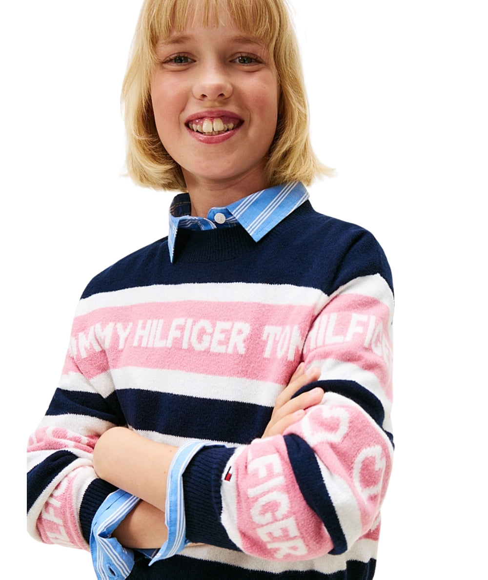 Tommy Hilfiger Maglione Motivo a Intarsio KG0KG08837 Blu Notte