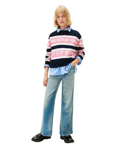 Tommy Hilfiger Maglione Motivo a Intarsio KG0KG08837 Blu Notte